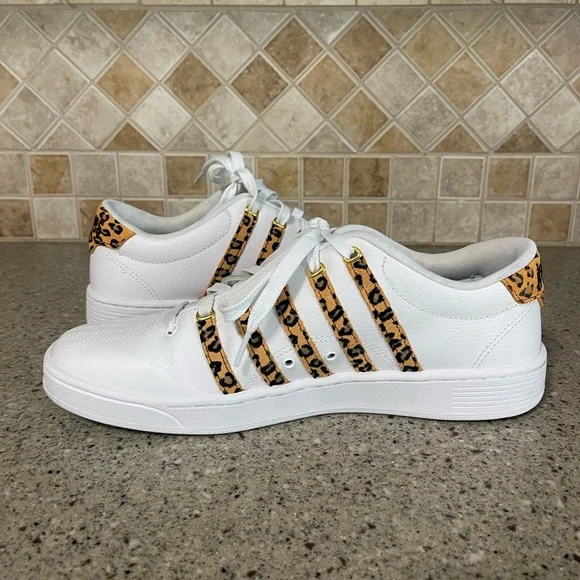 K Swiss Women’s Court Pro II Court White/Leopard Sneaker Size 11 - Picture 4 of 9